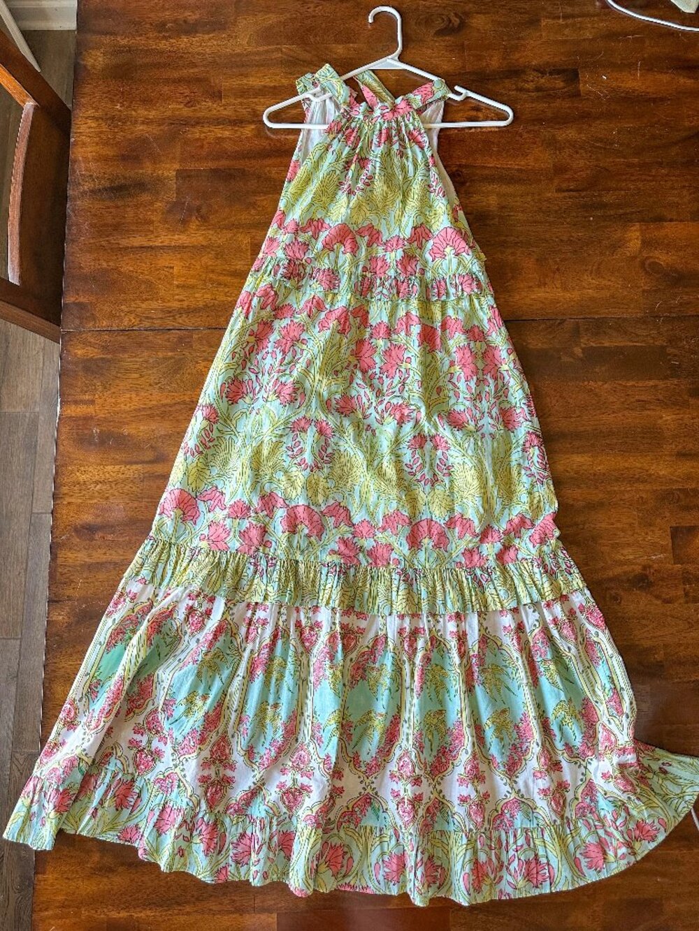 Ash & Eden Naoki Halter Maxi Dress Sundance Boho Floral Tiered Print Cotton (XS)